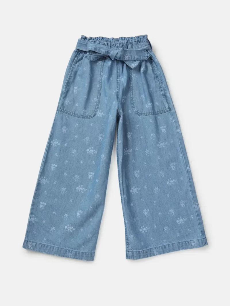 Girls Solid Denim Culottes