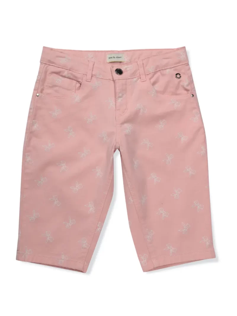 Girls Solid Denim Pedal Pusher