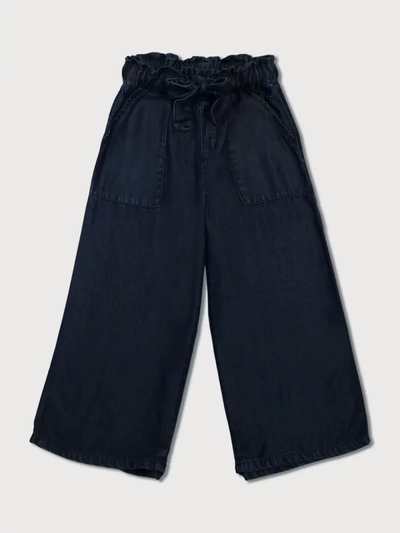 Girls Solid Denim Culottes