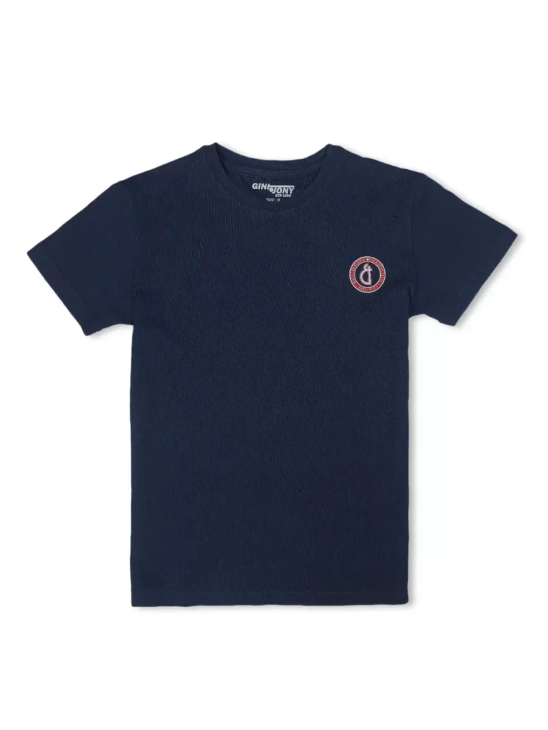 Gini & Jony Boys' Blue T-Shirt Knitshand-Wash Regular Fit