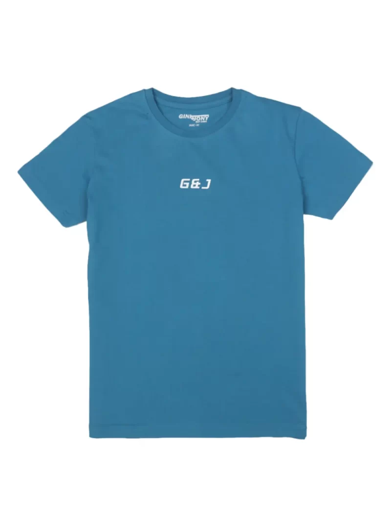 Gini & Jony Boys' Blue T-Shirt Knitshand-Wash Regular Fit