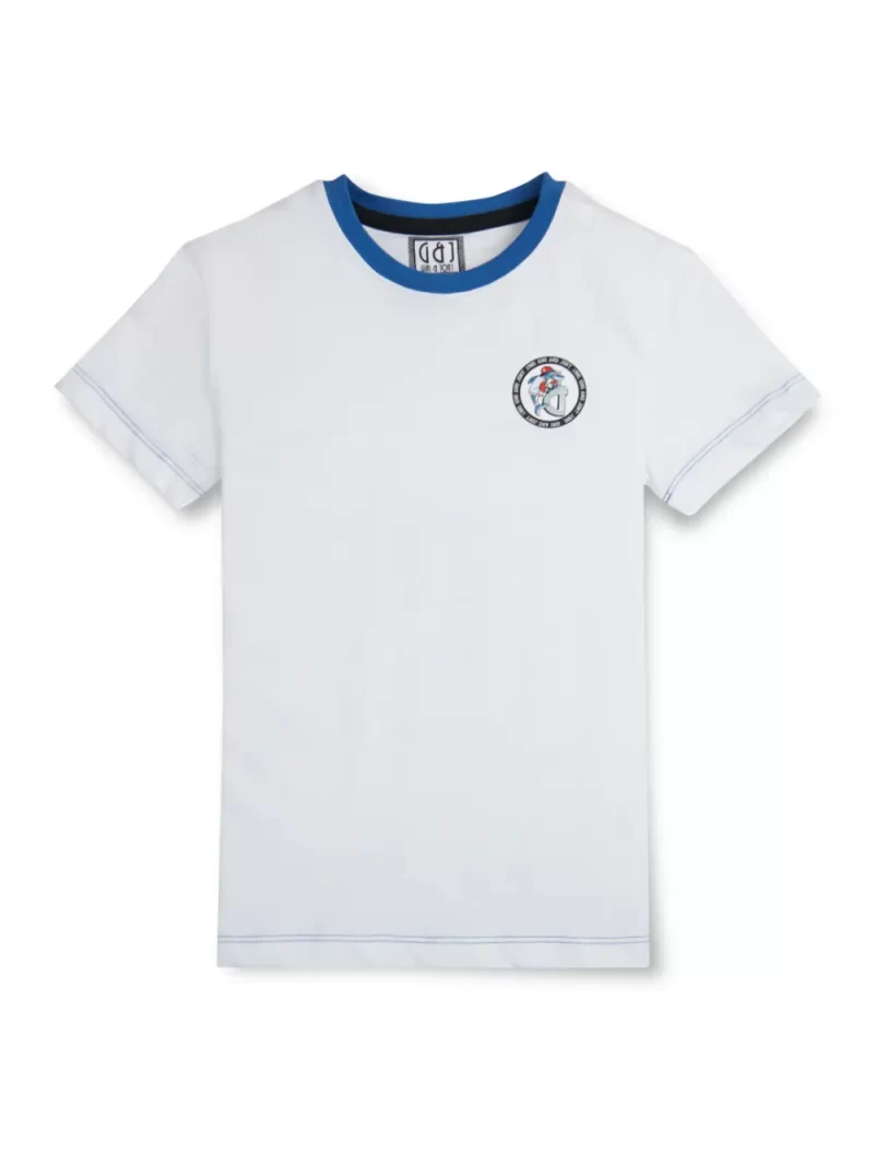 Gini & Jony Boys' Blue T-Shirt Knitshand-Wash Regular Fit