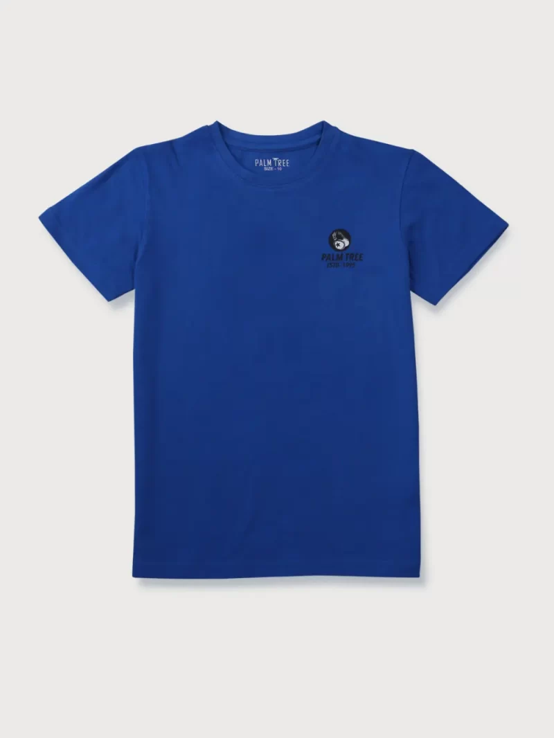 Gini & Jony Boys' Blue T-Shirt Knitshand-Wash Regular Fit