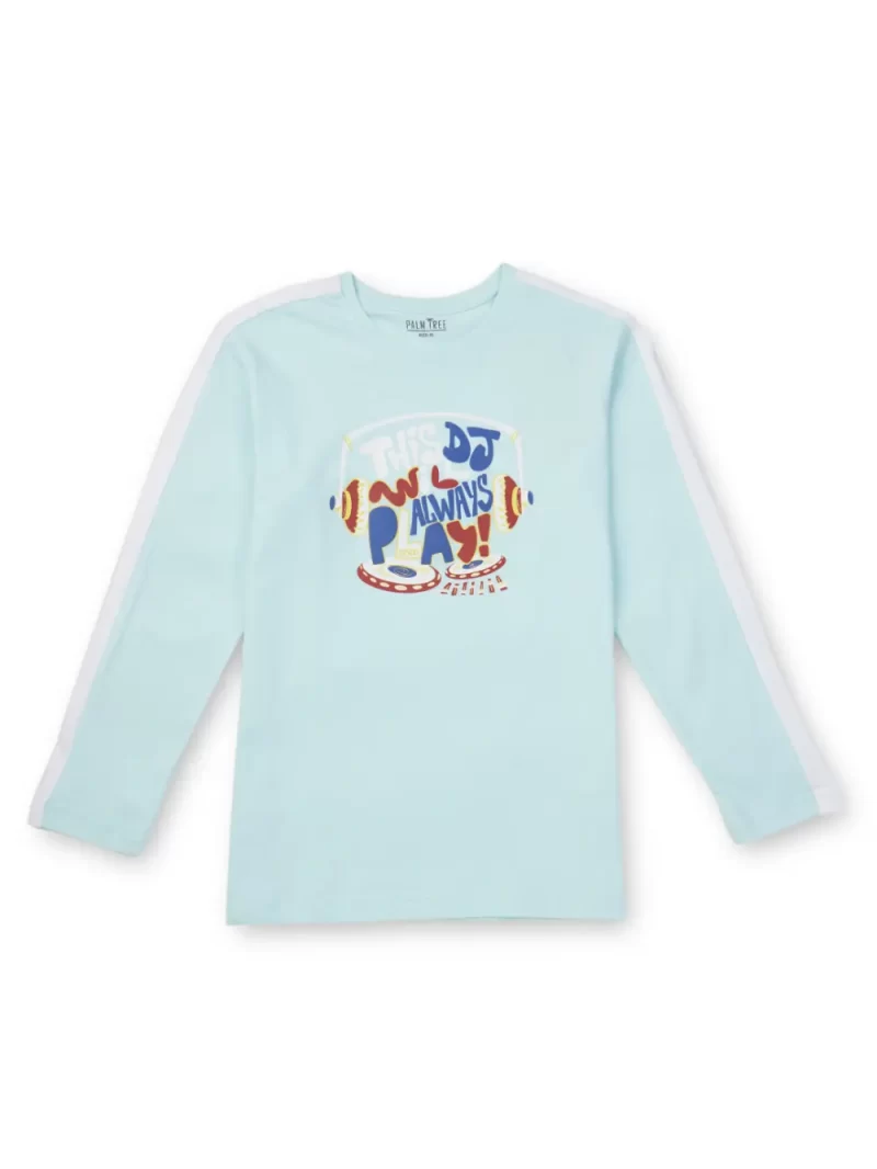 Gini & Jony Boys' Blue T-Shirt Knitshand-Wash Regular Fit