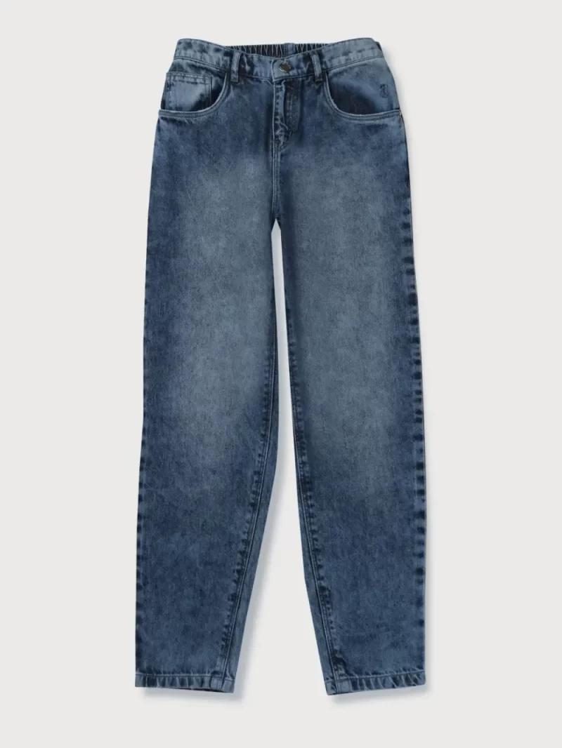 Mid-Rise Heavy Fade Cotton Jeans