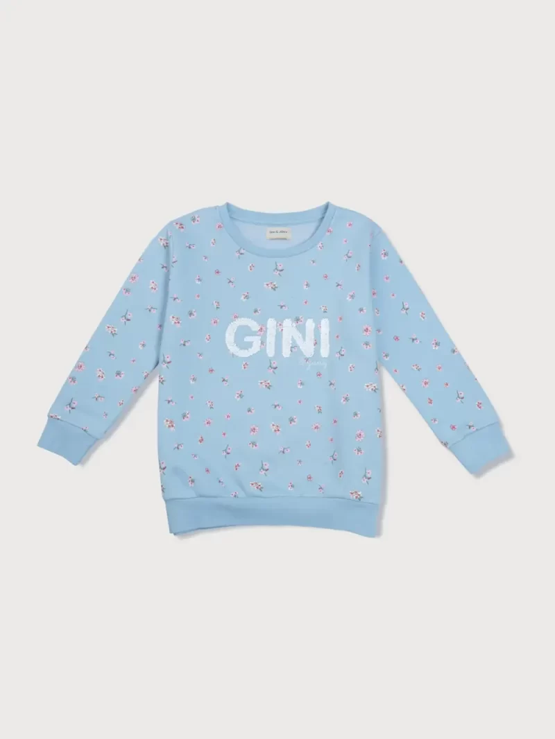 Boys Blue Cotton Printed Sweatshirt