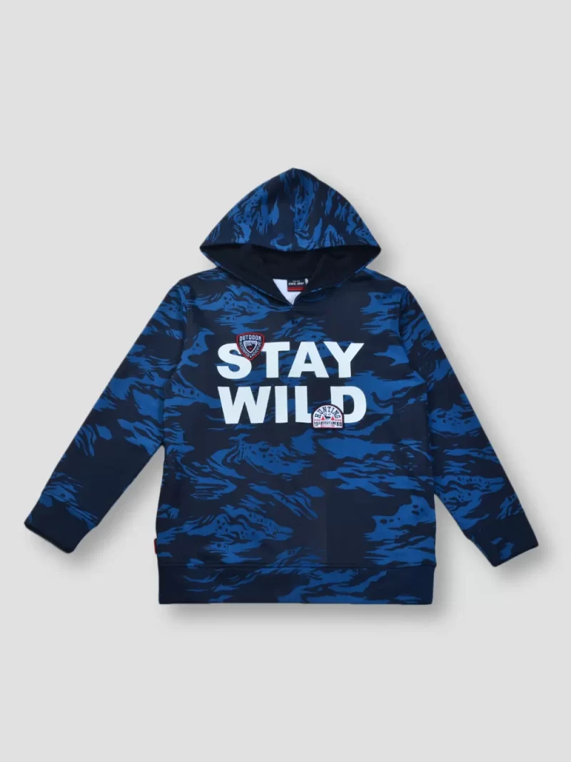 Boys Blue Cotton Printed Sweatshirt