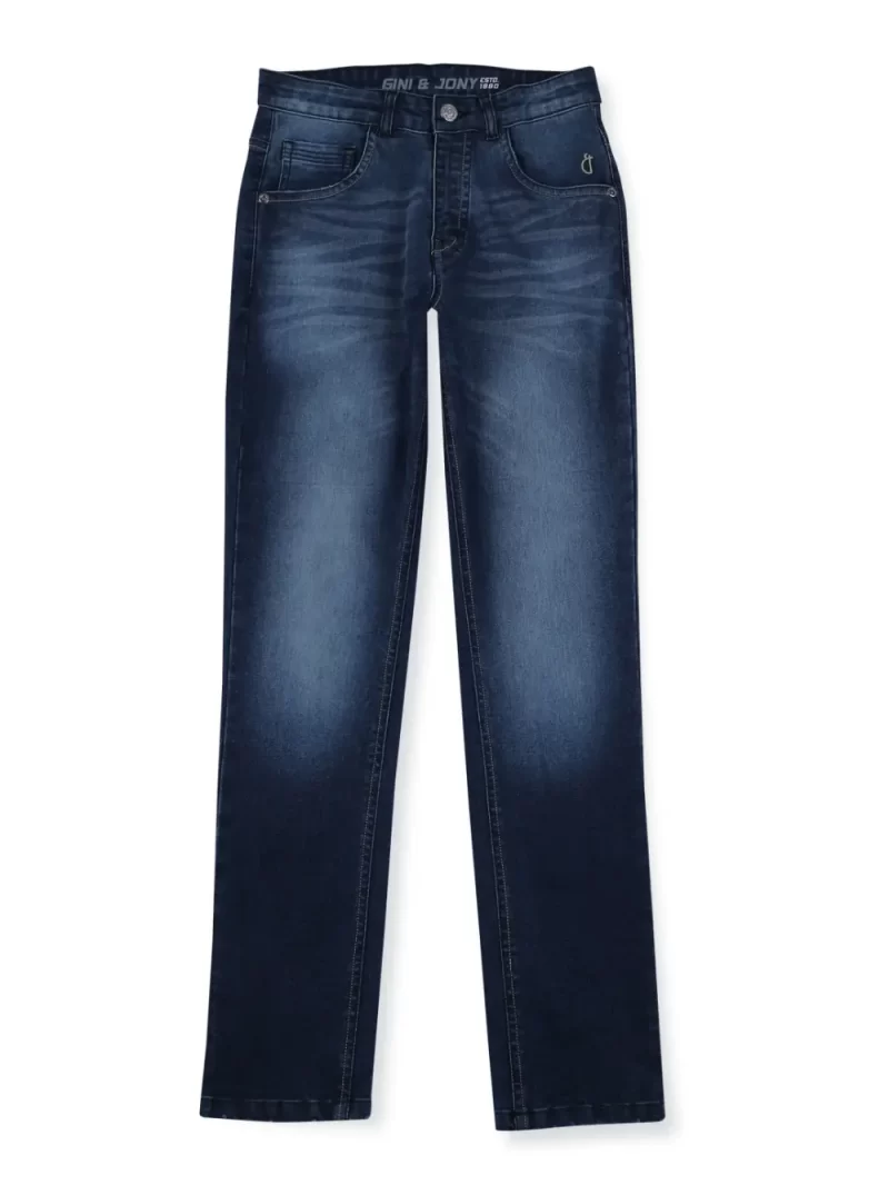 Mid-Rise Heavy Fade Cotton Jeans