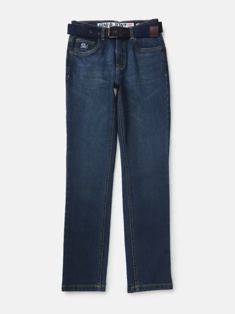 Mid-Rise Heavy Fade Cotton Jeans