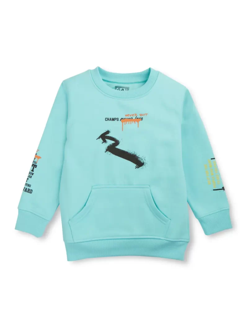 Boys Blue Cotton Printed Sweatshirt