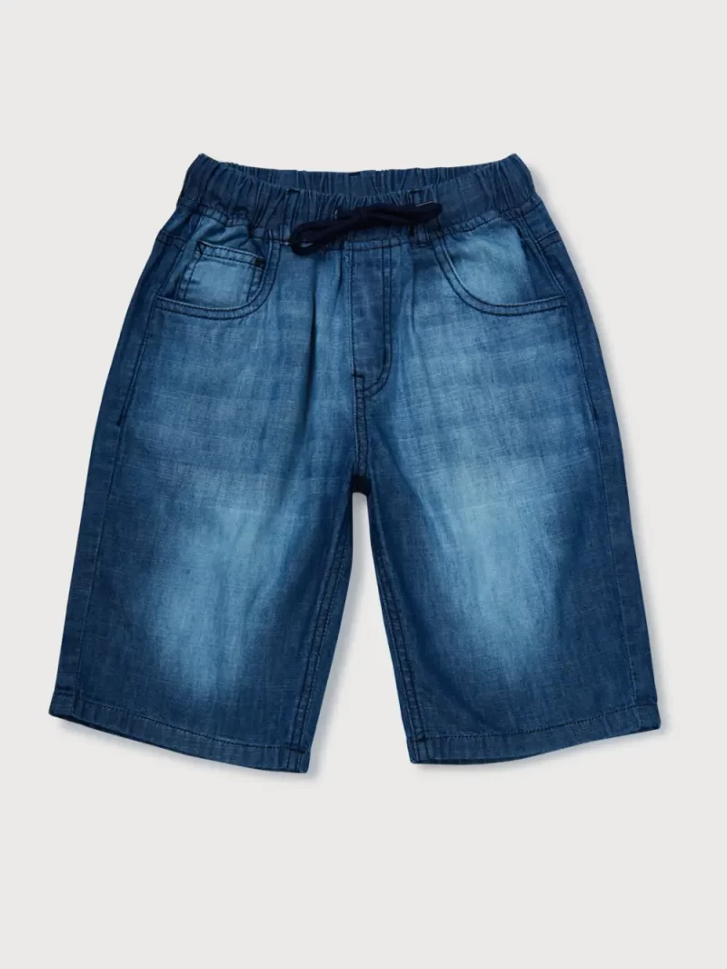 Gini And Jony Boys Blue Washed Denim Bermuda Elasticated 3-4Y