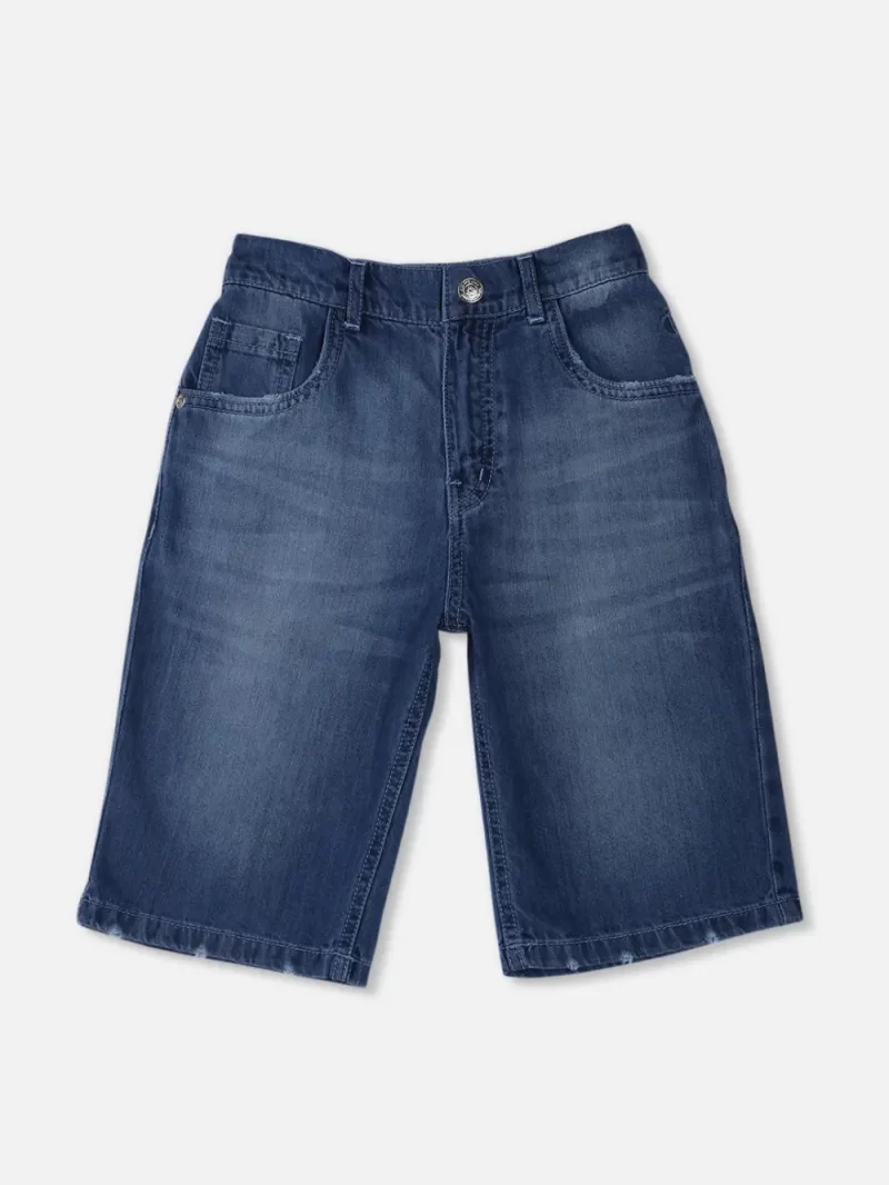 Gini And Jony Boys Blue Washed Denim Bermuda Fixed Waist 3-4Y