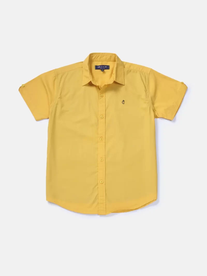 Gini And Jony Boys Yellow Solid Cotton Shirt Half Sleeves 3-4Y