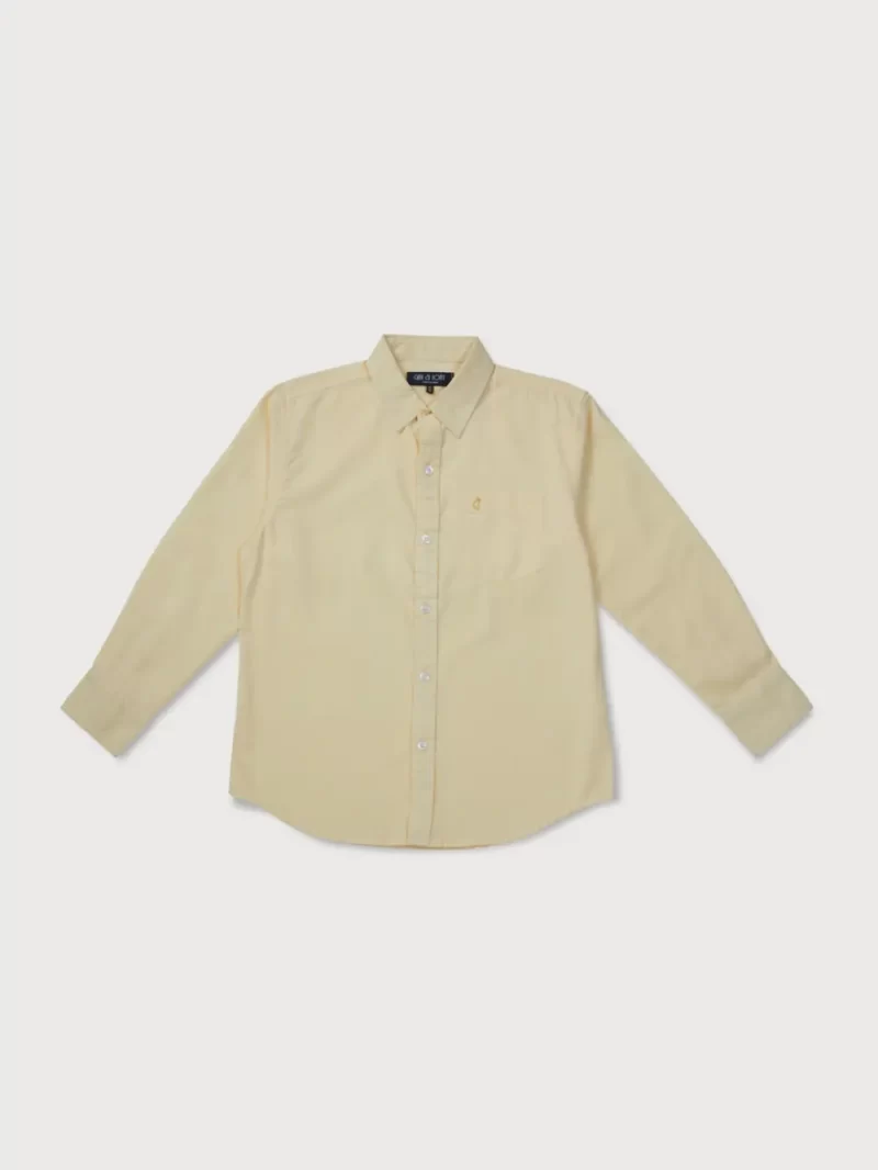 Gini And Jony Boys Yellow Solid Cotton Shirt Full Sleeves 3-4Y