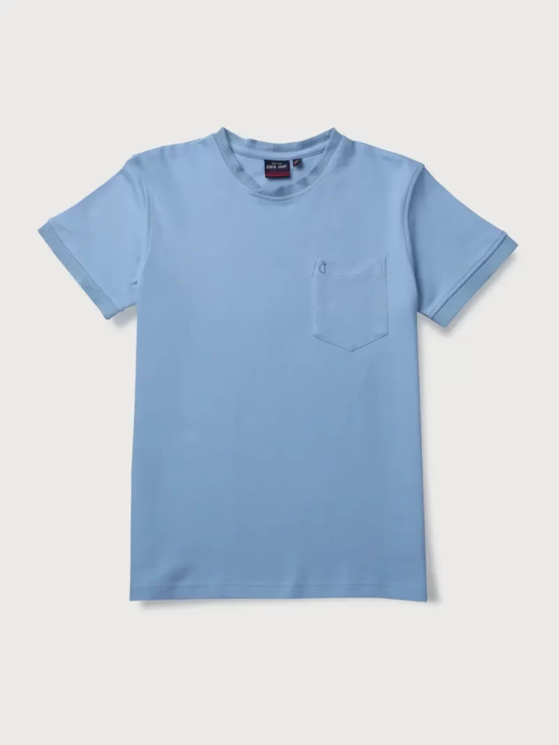 Gini And Jony Boys Blue Solid Cotton T-Shirt Half Sleeves 3-4Y