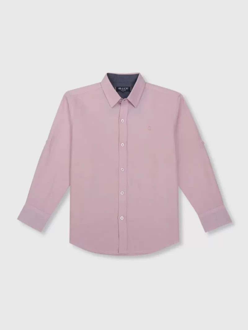 Gini And Jony Boys Pink Solid Cotton Shirt Full Sleeves 3-4Y