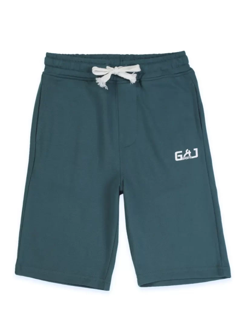 Gini And Jony Boys Teal Solid Cotton Bermuda Elasticated 3-4Y