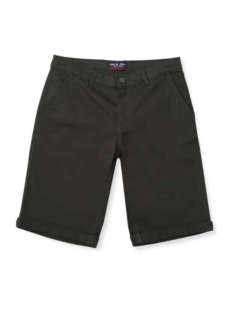 Gini & Jony Boys Olive Solid Bermuda Fixed Waist 3-4Y