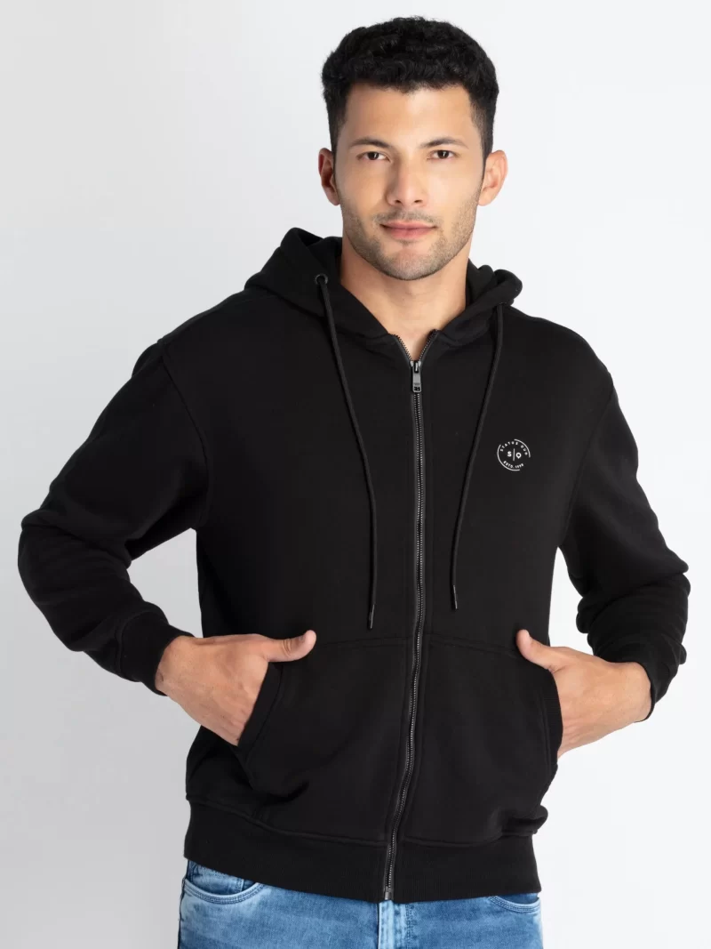 Mens Solid Sweatshirt With Hoodie