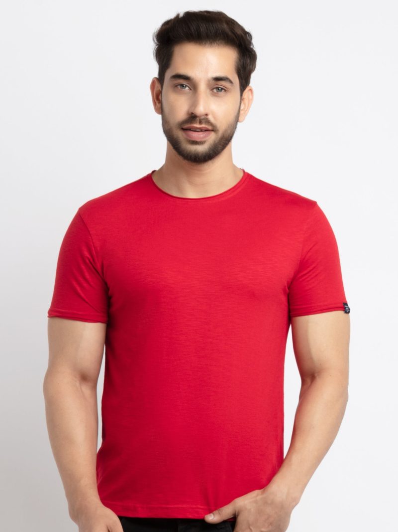 Mens Basic Taperd Fit Round Neck T-Shirt