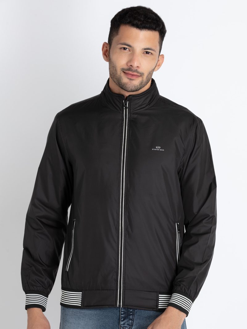 Mens Solid High Neck Lightweight Jacket