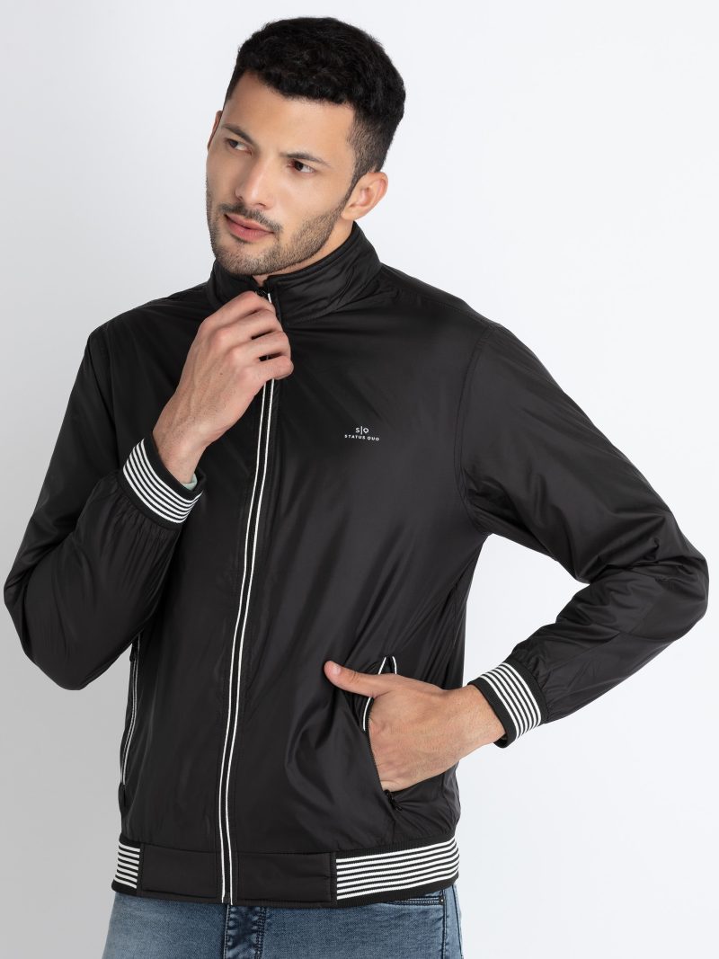 Mens Solid High Neck Lightweight Jacket