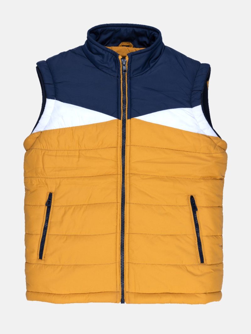 Boys Colour Blocking High Neck Sleeveless Jacket