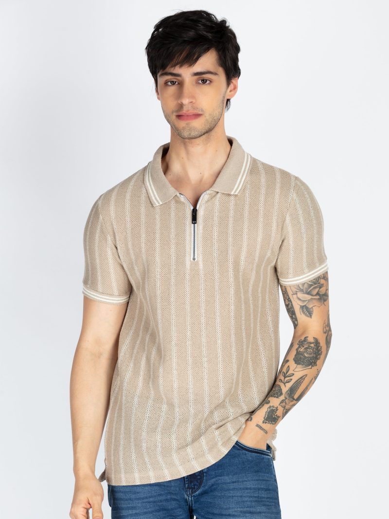 Mens Striped Polo T-Shirt