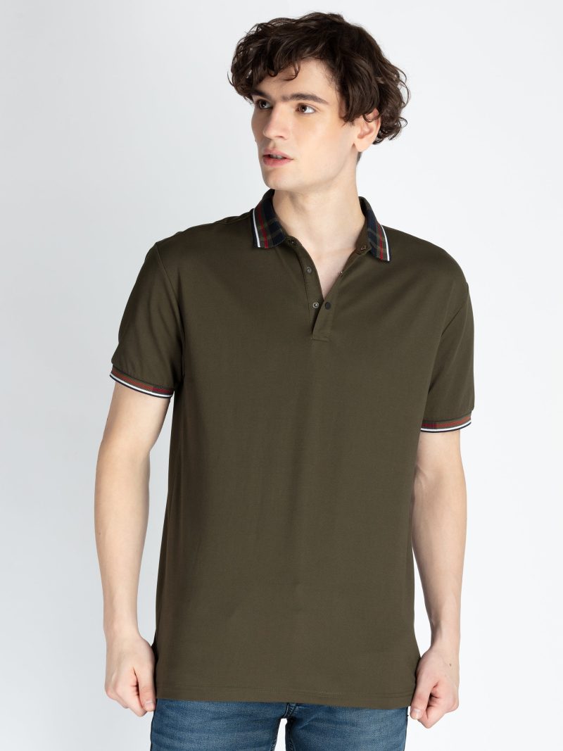 Mens Solid Regular Fit Polo T-Shirt