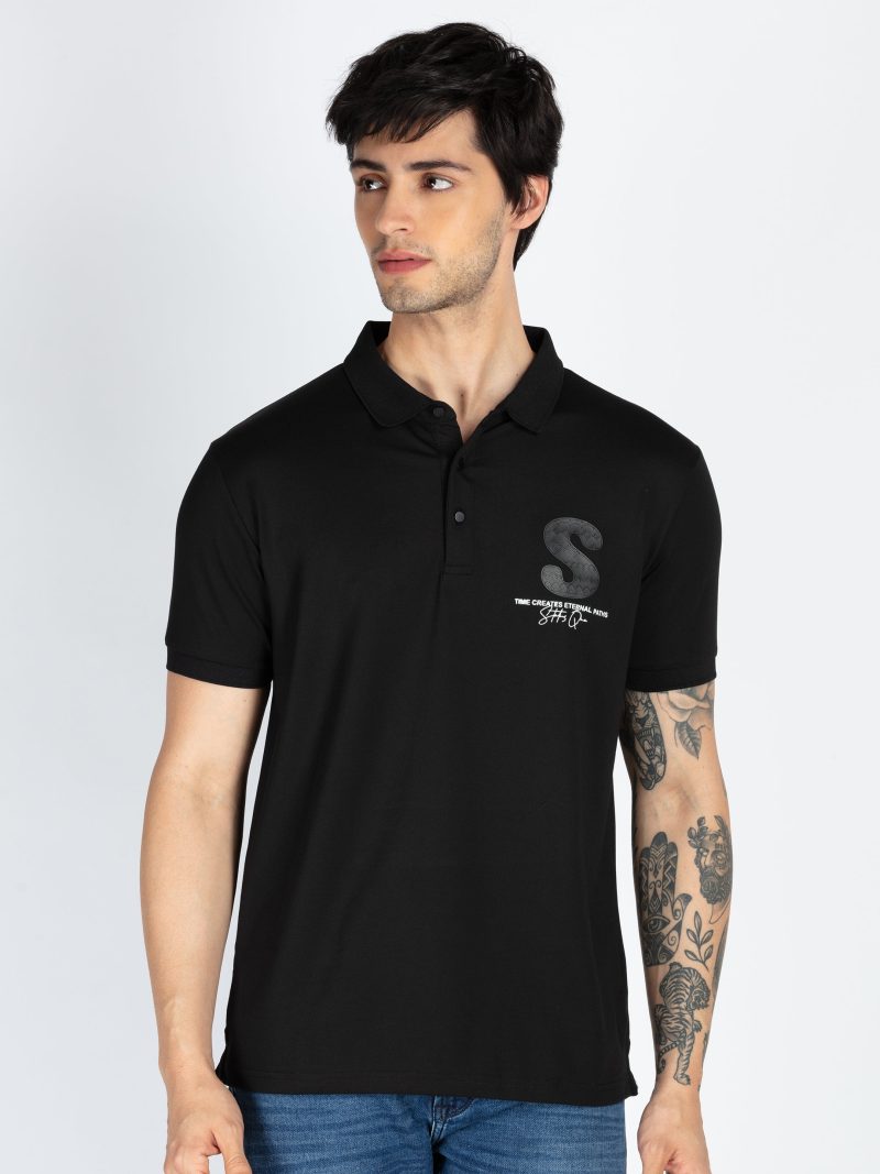 Mens Front & Back Printed Polo T-Shirt