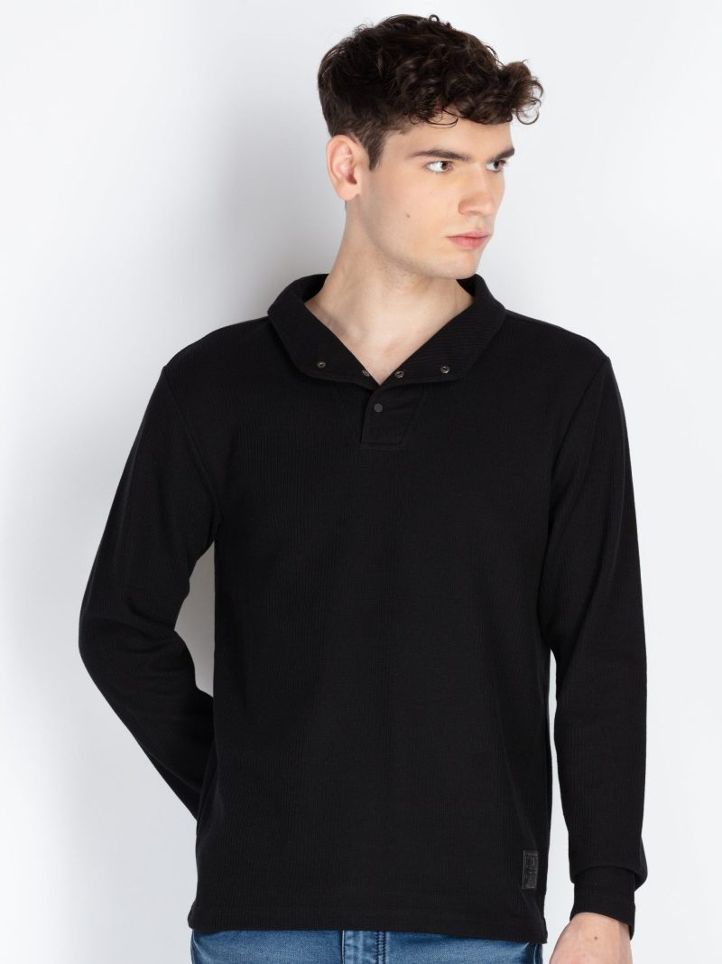 Mens Solid High Neck T-Shirt