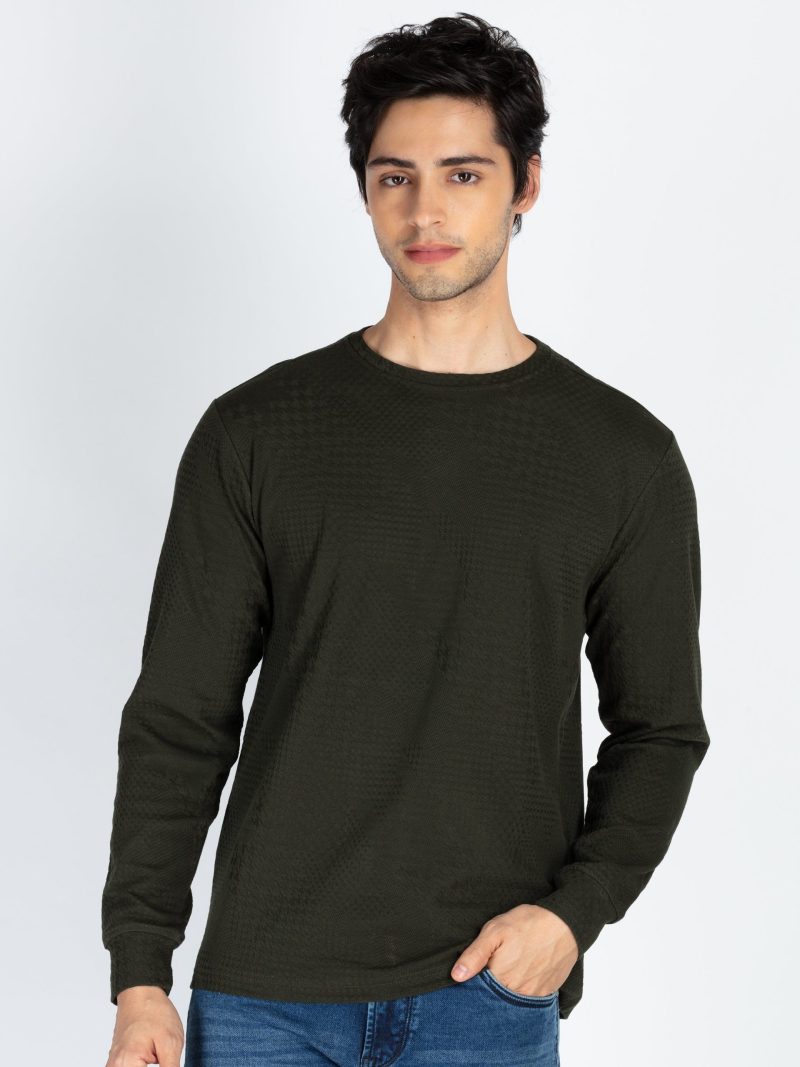 Mens Solid Lightweight Round Neck Sweatshirt