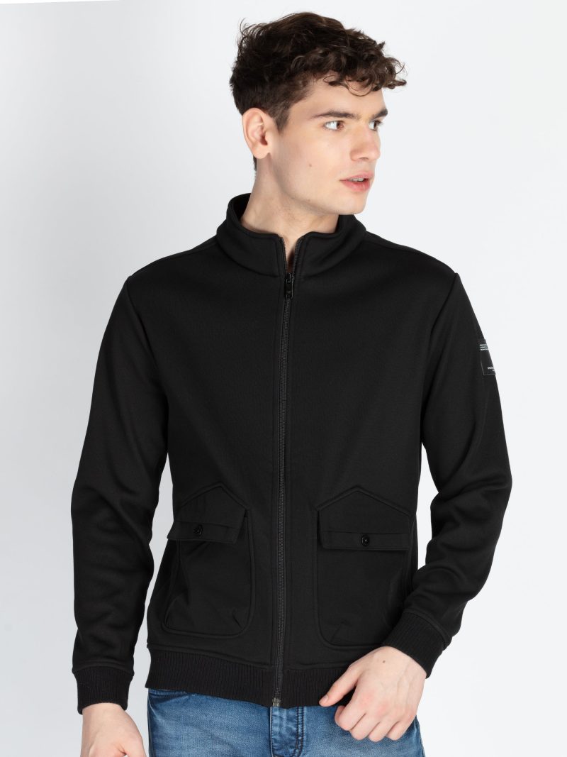 Mens Solid High Neck Lightweight Sweatshirt