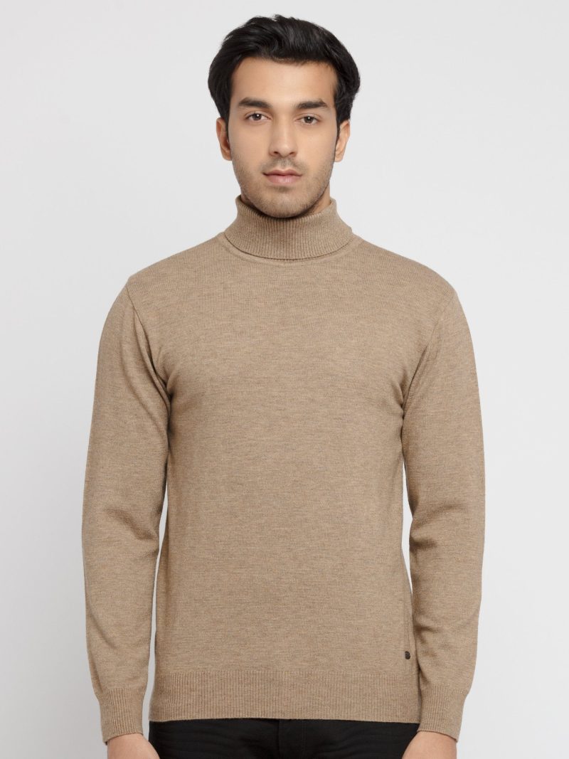 Mens Solid High Neck Sweater