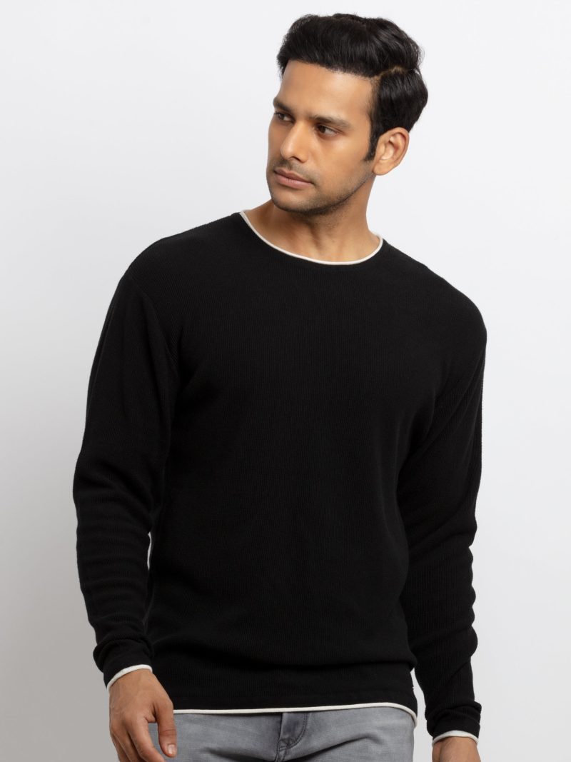 Mens Solid Round Neck Sweater