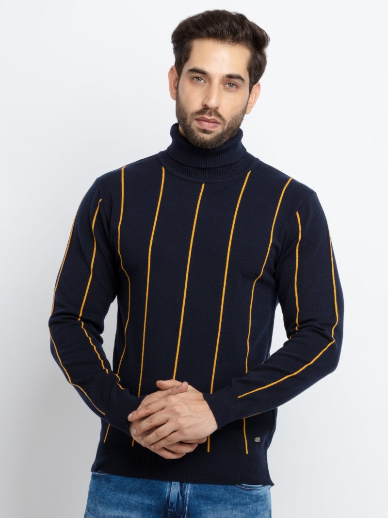 Mens Striped Round Neck Sweater