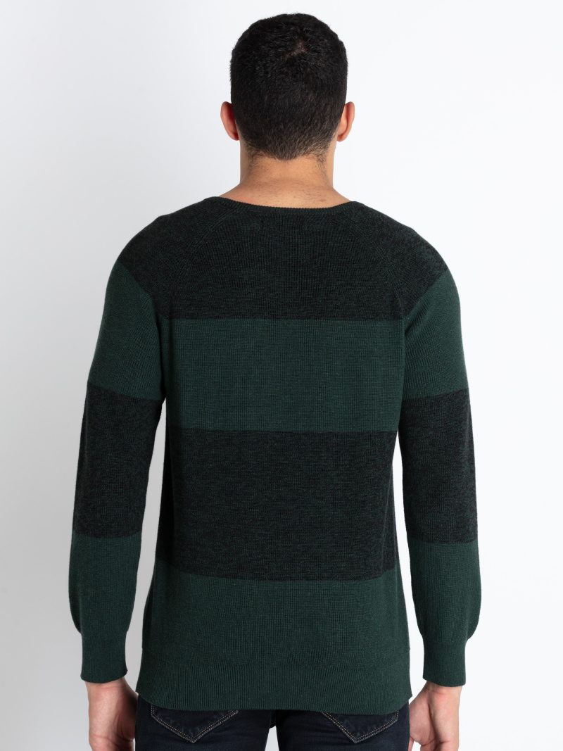 Mens Colorblocked Round Neck Sweater