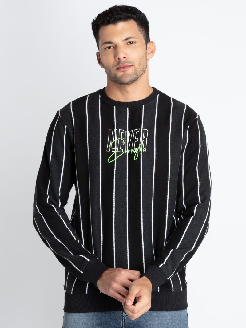 Mens Striped Round Neck Sweatshirt