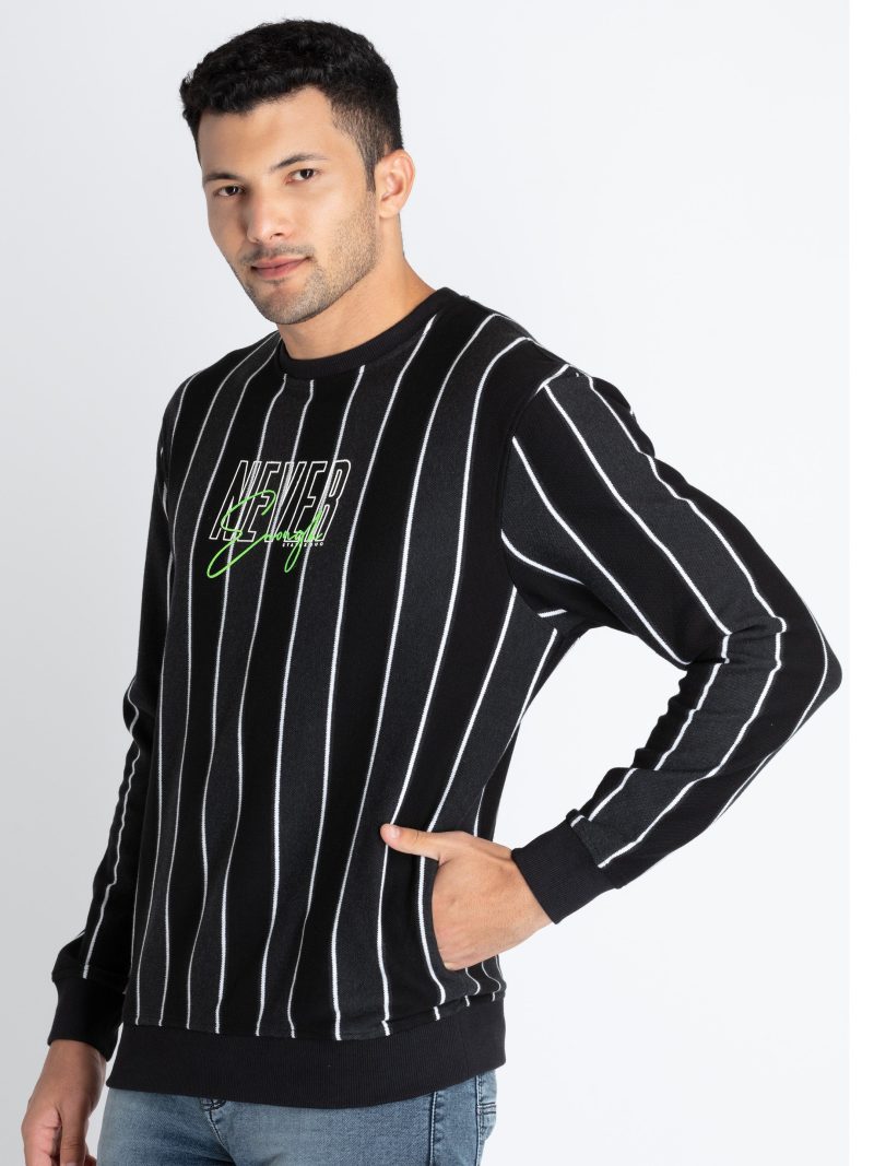 Mens Striped Round Neck Sweatshirt