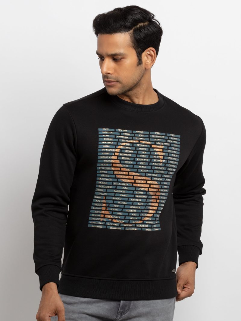 Mens Printed Round Neck Sweatshirt