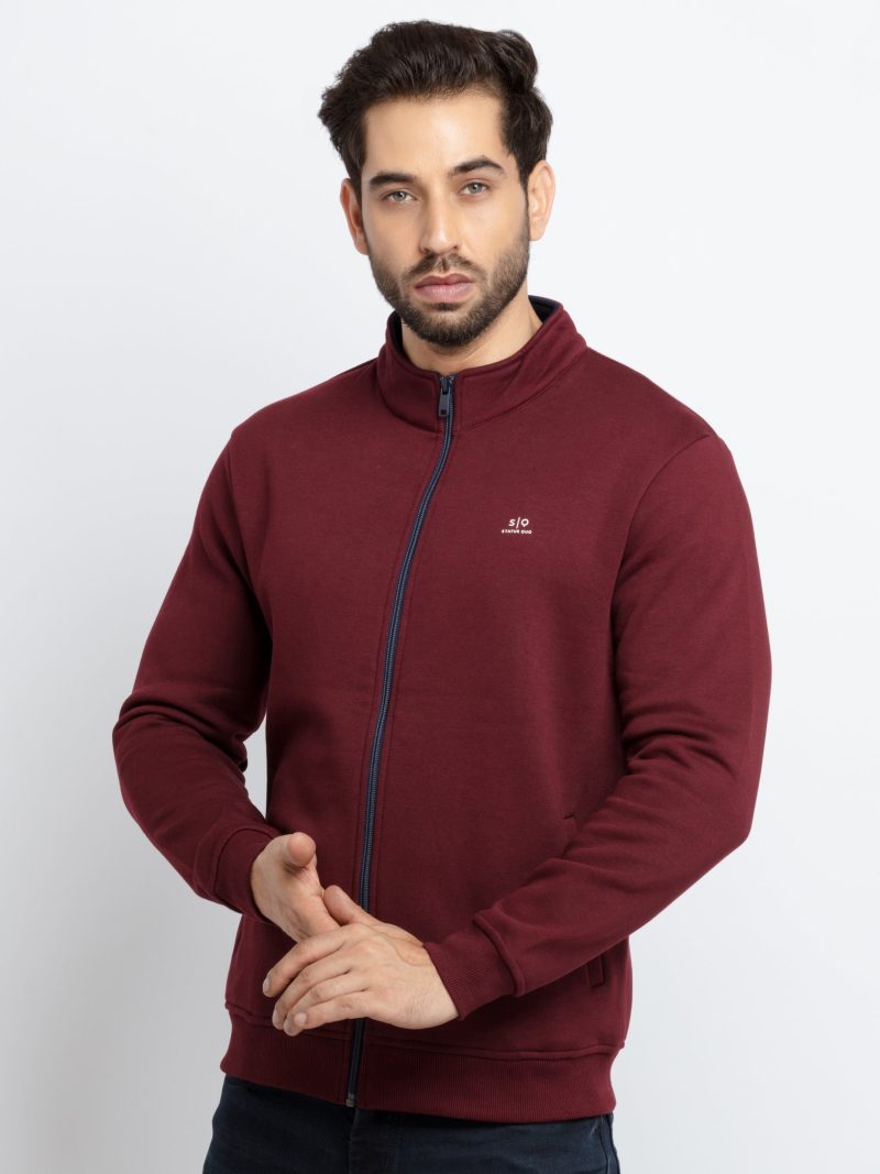 Mens Solid High Neck Sweatshirt