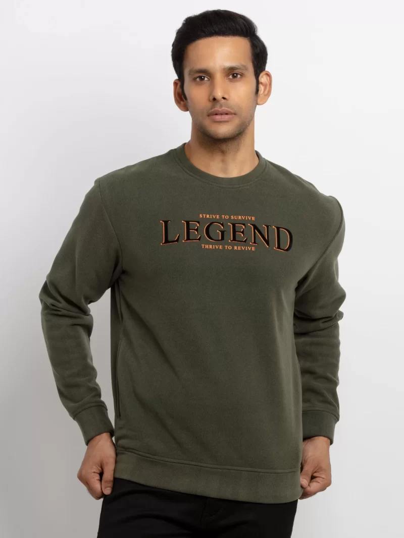 Mens Printed Round Neck Sweatshirt