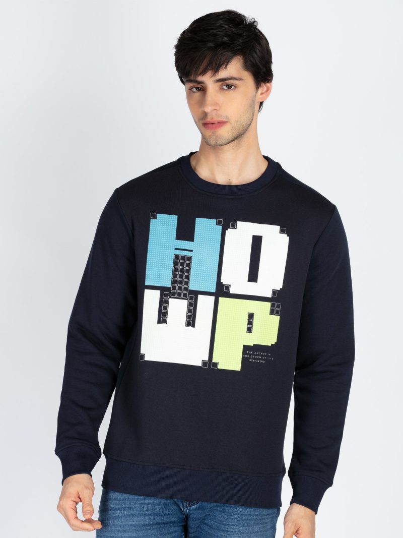 Mens Printed Round Neck Full Sleeve Sweatshirt