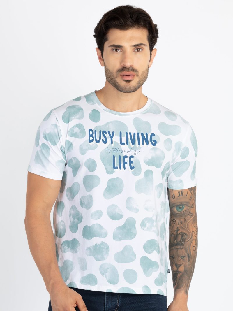 Mens All Over Printed Round Neck T-Shirt