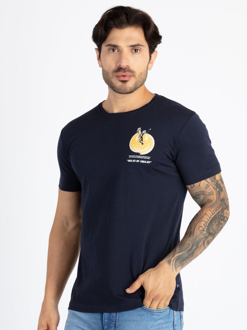 Mens Front & Back Printed Round Neck T-Shirt