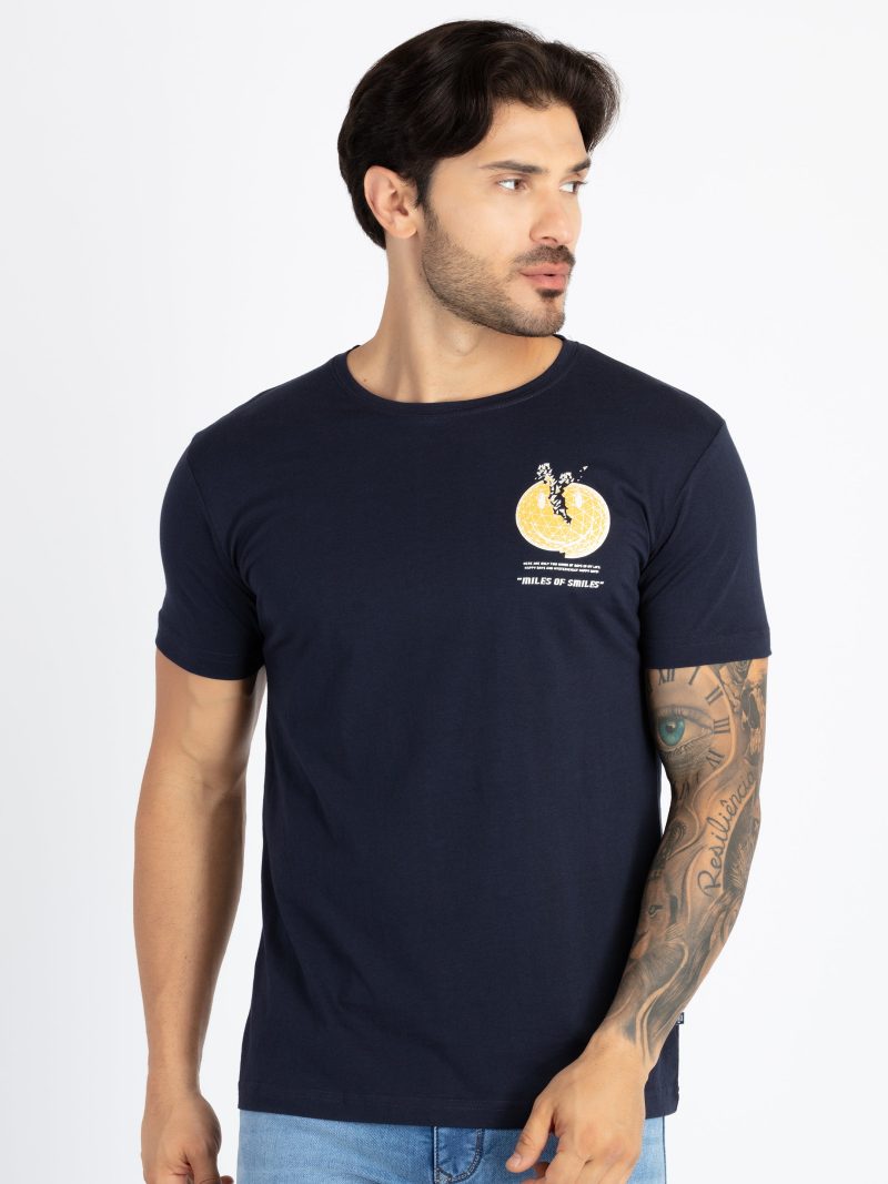 Mens Front & Back Printed Round Neck T-Shirt