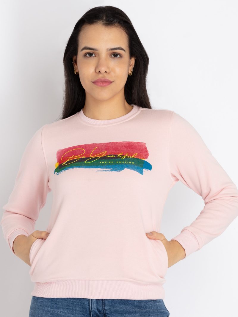 Womens Printed Round Neck Sweatshirt