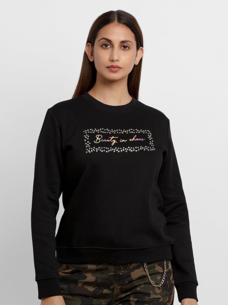 Womens Printed Round Neck Sweatshirt