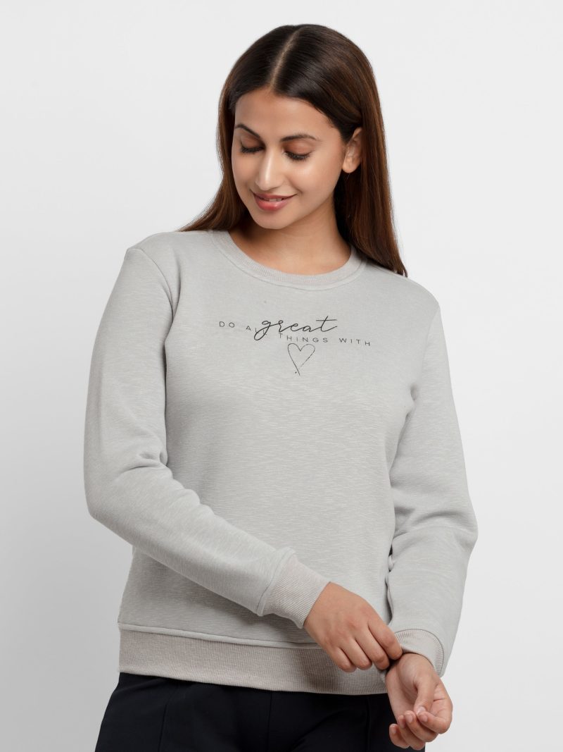 Womens Printed Round Neck Sweatshirt