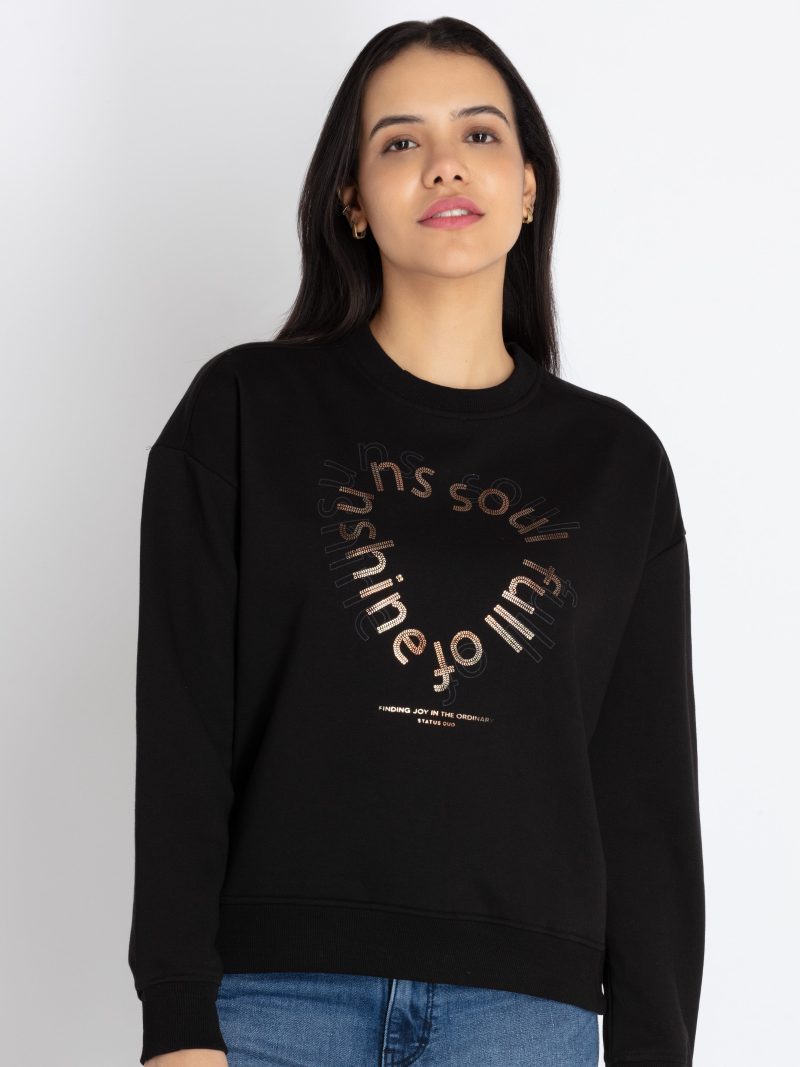 Womens Printed Round Neck Sweatshirt